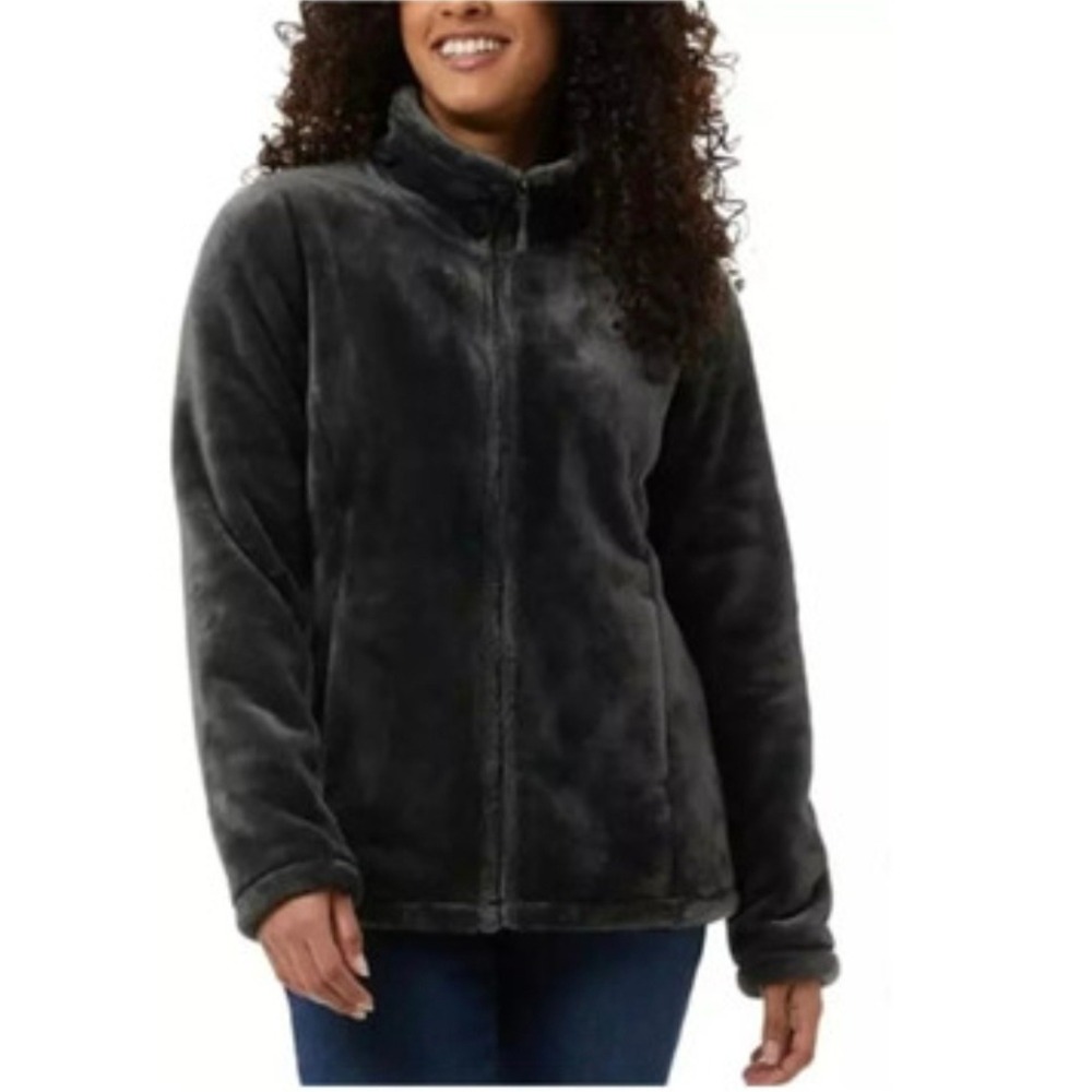 32 Degrees Heat Womens Plush Faux Fur Full Zip Jacket Urban Chic Gray S 1505302
